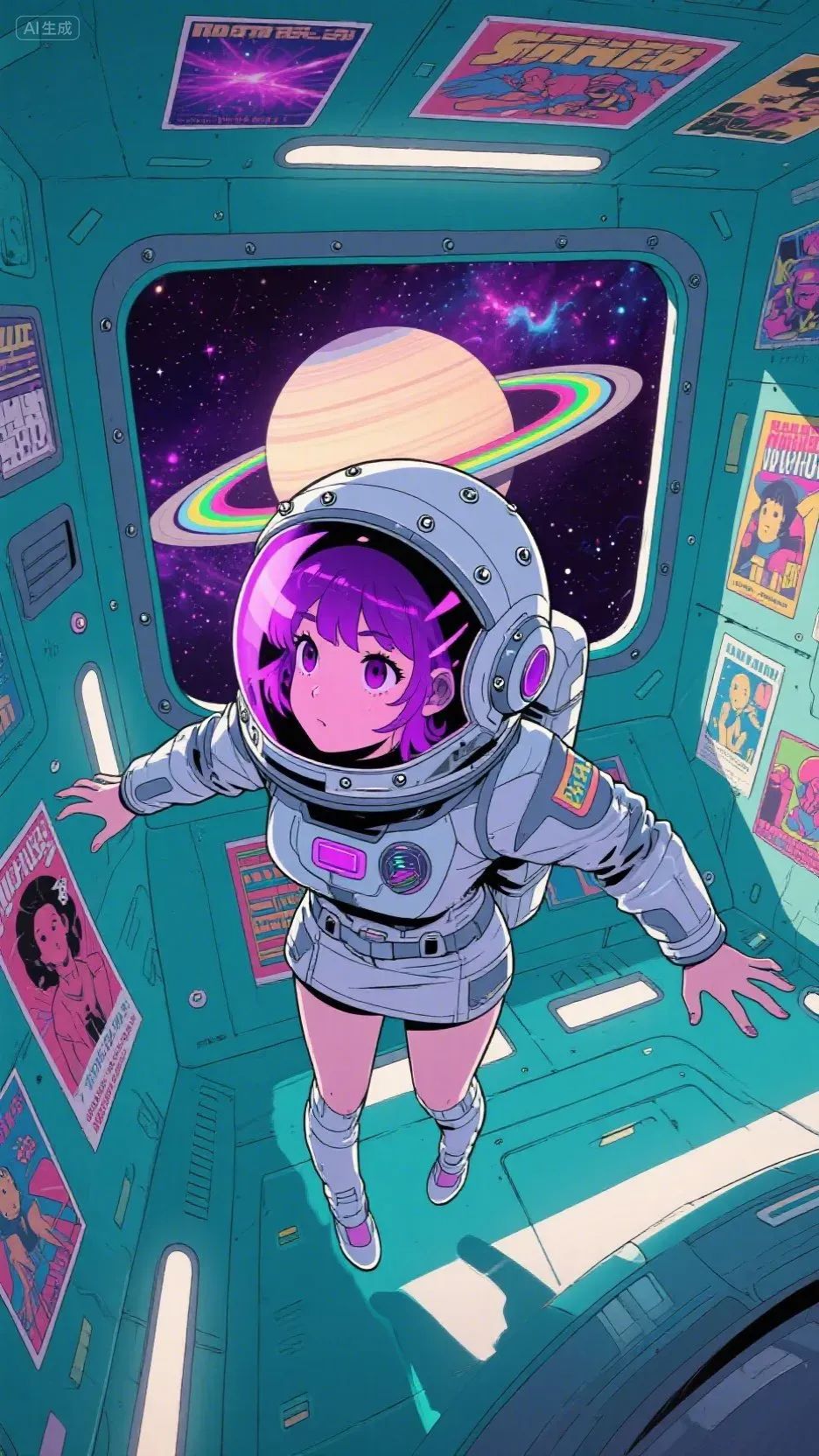 即梦AI画图教程：（一百一十七）蒸汽波复古漫画少女