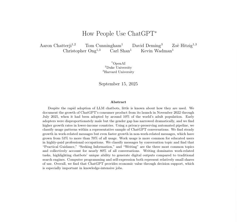 7亿人、25亿条消息,62页报告揭示人类在ChatGPT里的对话日常