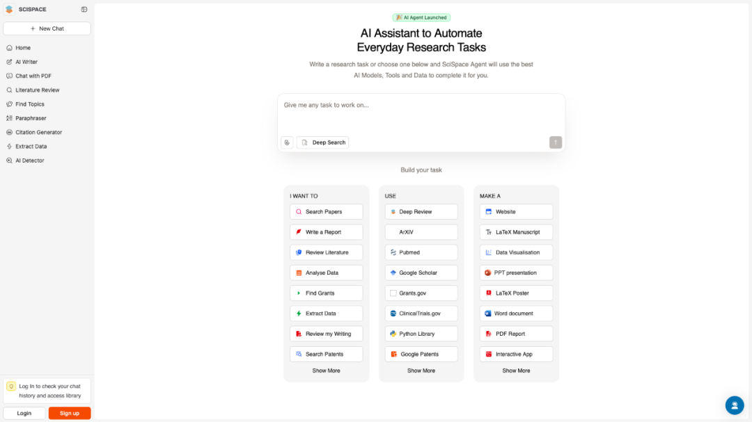 人工智能重塑科学研究,Scispace的150多种智能体几乎覆盖科学研究业务的全流程