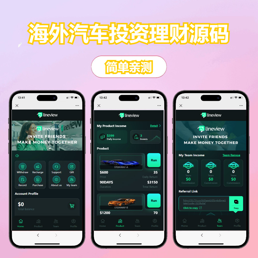 lineview海外汽车投资理财源码/前端html+后端PHP