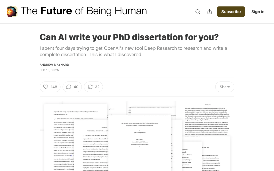 华东师大正在征集AI为一作的论文,之前有人4天时间撰写了一篇400多页的博士论文,AI时代的科学研究机遇挑战存