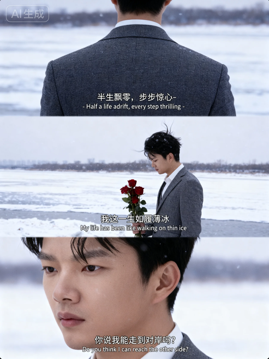 薄冰哥还是太权威了,我的电影感AI三宫格图片!