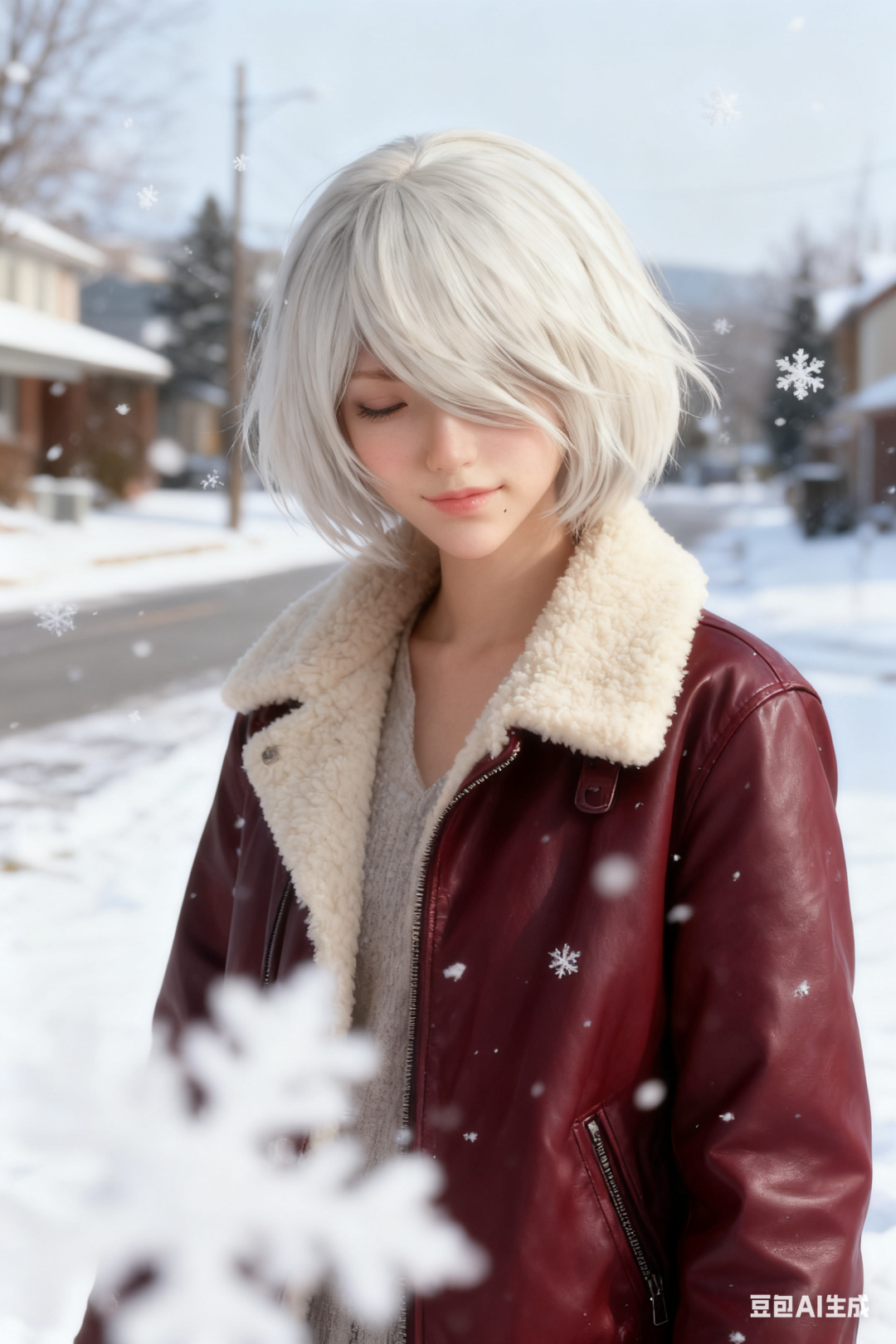 冬季雪景人像图片生成提示词（豆包）