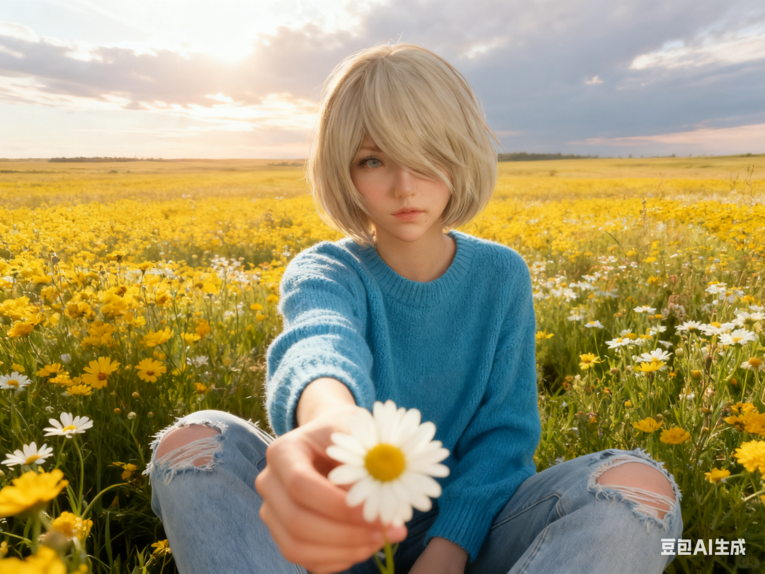一些女孩和花的摄影图片提示词（豆包）