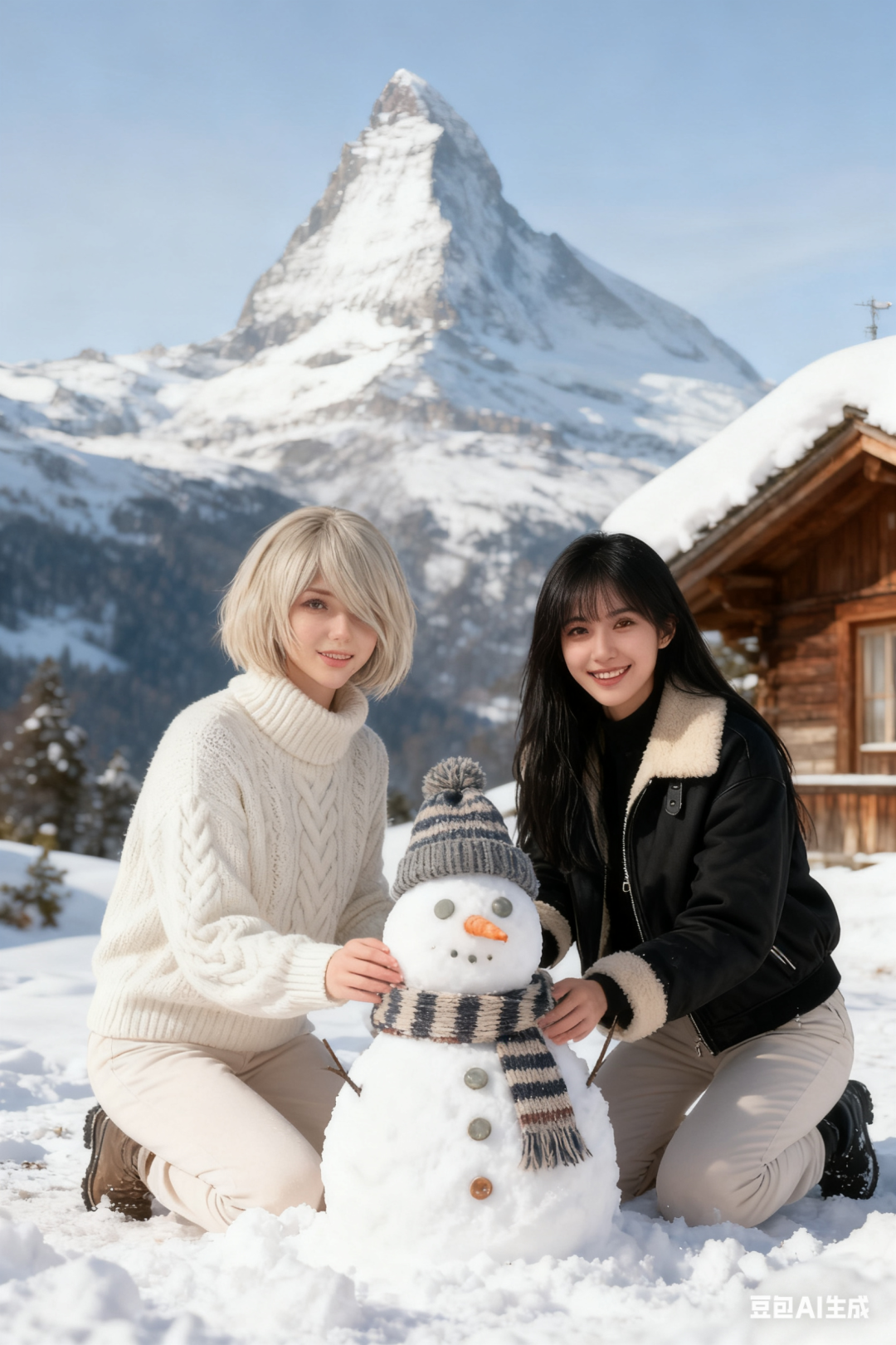 冬季雪景人像图片生成提示词（豆包）