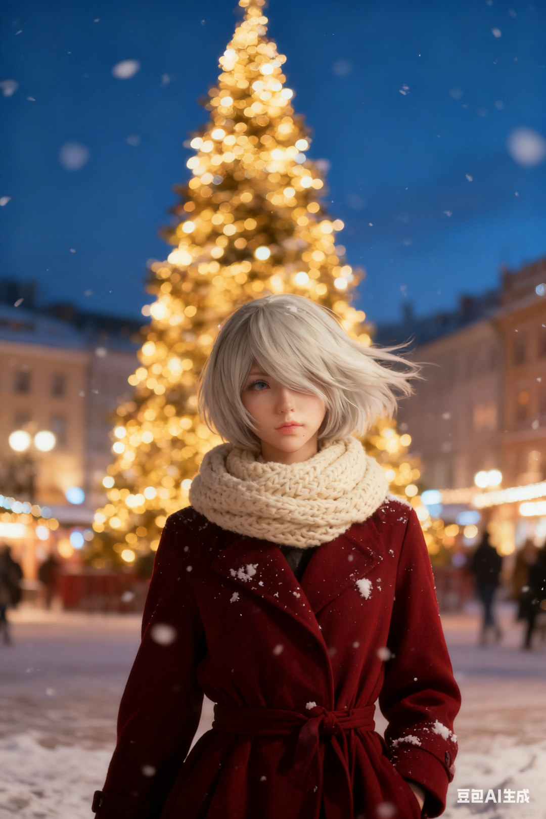 冬季雪景人像图片生成提示词（豆包）