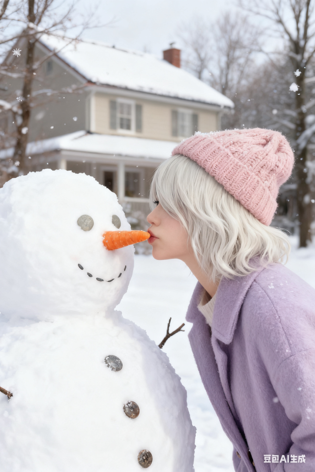 冬季雪景人像图片生成提示词（豆包）