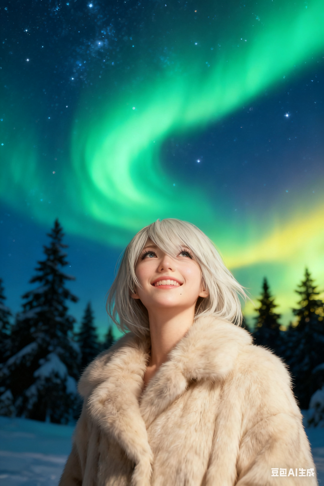 冬季雪景人像图片生成提示词（豆包）