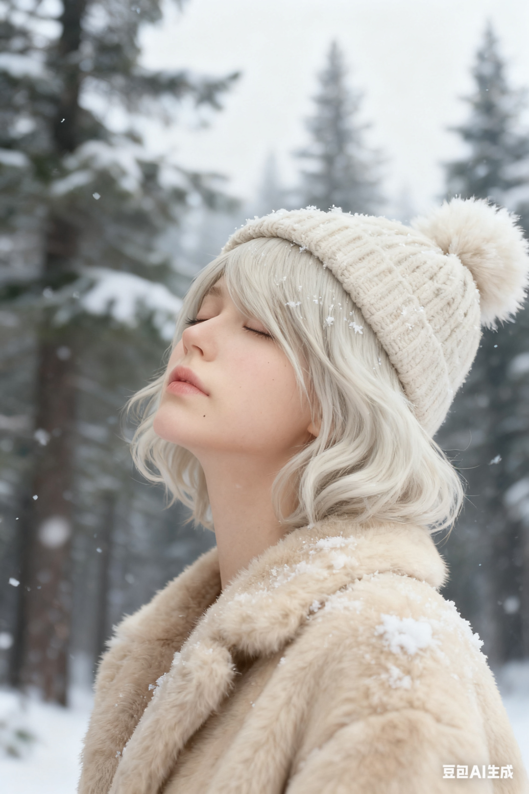 冬日雪景人像图片生成提示词（豆包）