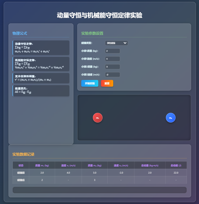 探索动量与机械能守恒的奥秘:交互式物理实验动画带你直观感受碰撞的魅力(附详细制作方法)