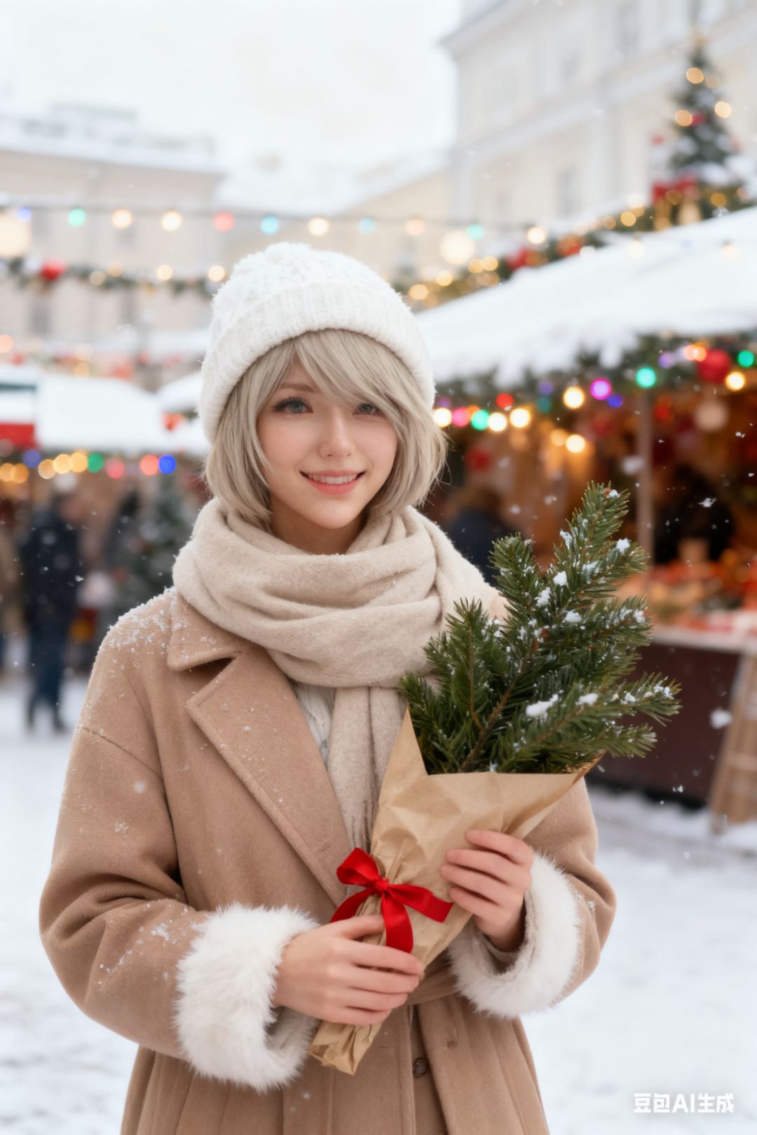 冬日雪景人像图片生成提示词（豆包）